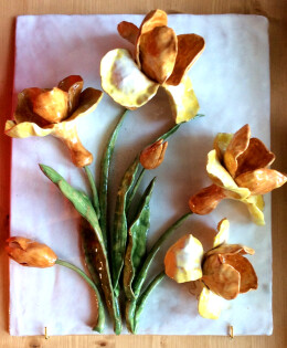 panel with orange and yellow iris