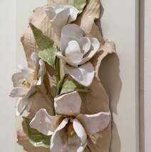 Magnolias 2 white ceramic panel approx. 25cm l. x 50 cm.h.